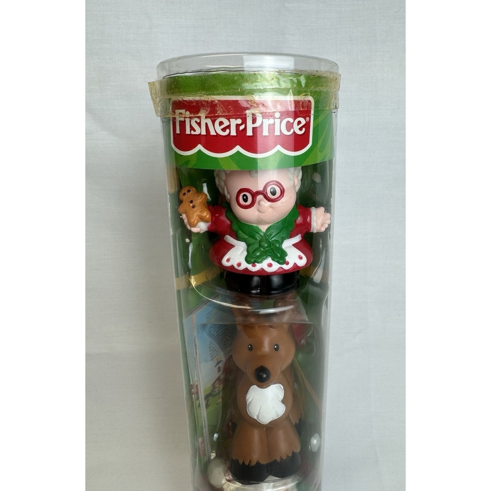 Fisher Price Little People Christmas Tube Santa & Mrs. Claus & Reindeer New